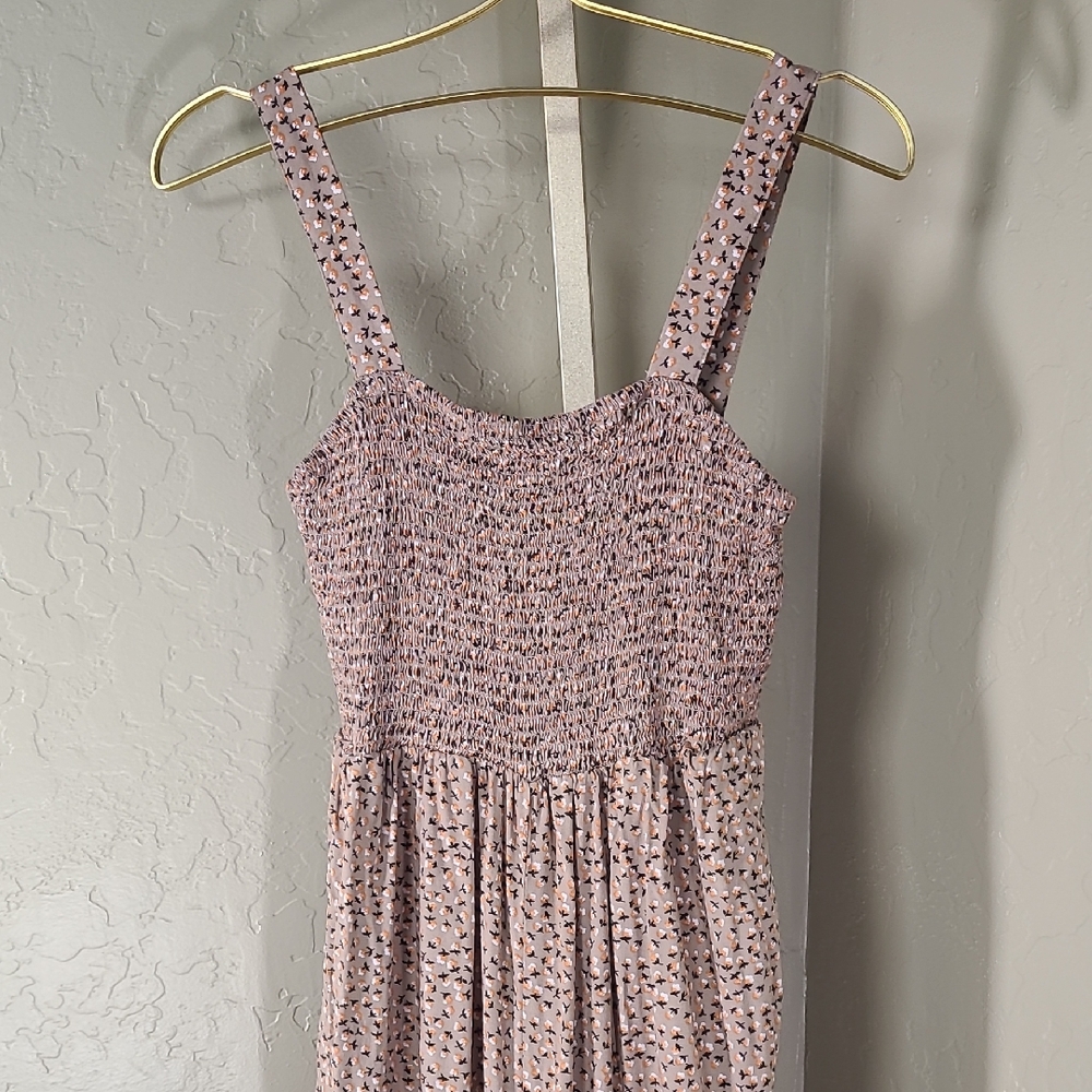 Dokotoo Women's Tan and Orange Floral Smock Jumpsuit Size Medium